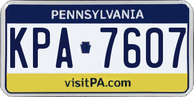 PA license plate KPA7607
