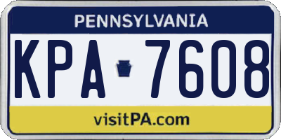 PA license plate KPA7608