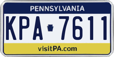 PA license plate KPA7611