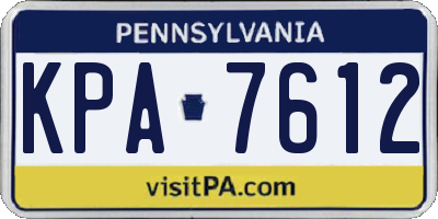 PA license plate KPA7612