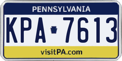 PA license plate KPA7613