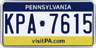PA license plate KPA7615
