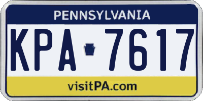 PA license plate KPA7617