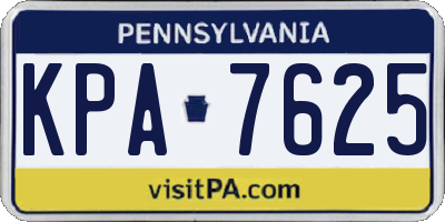 PA license plate KPA7625