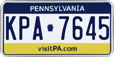 PA license plate KPA7645