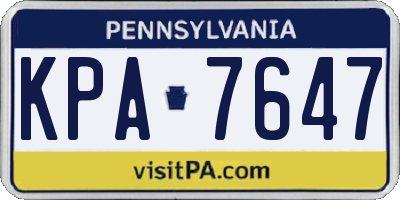 PA license plate KPA7647