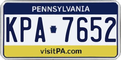 PA license plate KPA7652