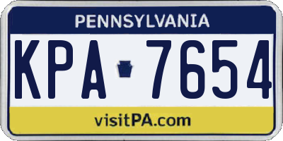 PA license plate KPA7654