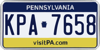PA license plate KPA7658
