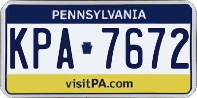 PA license plate KPA7672