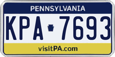 PA license plate KPA7693