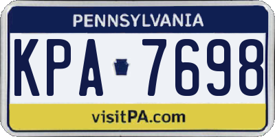 PA license plate KPA7698