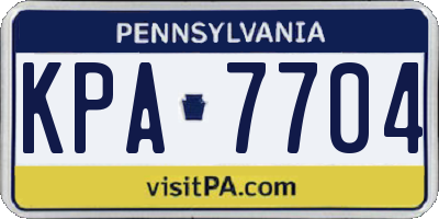 PA license plate KPA7704