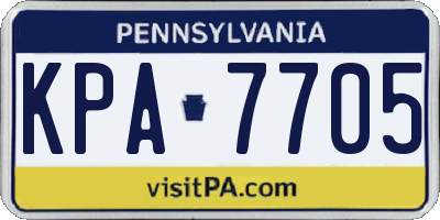 PA license plate KPA7705