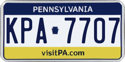 PA license plate KPA7707