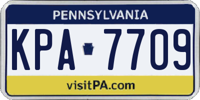 PA license plate KPA7709