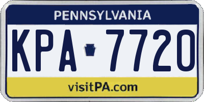 PA license plate KPA7720