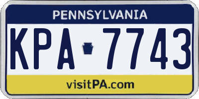 PA license plate KPA7743