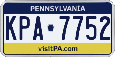 PA license plate KPA7752
