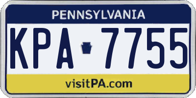 PA license plate KPA7755