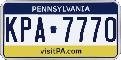 PA license plate KPA7770