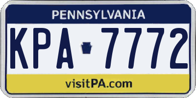 PA license plate KPA7772
