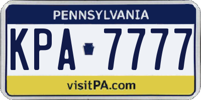 PA license plate KPA7777