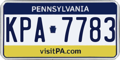 PA license plate KPA7783