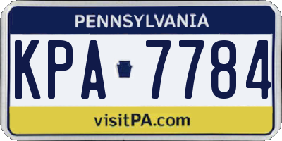 PA license plate KPA7784