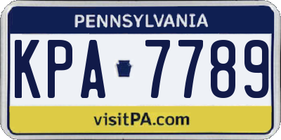 PA license plate KPA7789