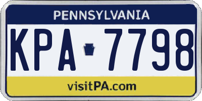 PA license plate KPA7798