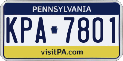 PA license plate KPA7801