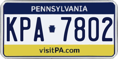 PA license plate KPA7802