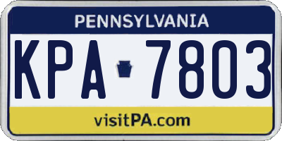 PA license plate KPA7803