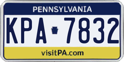 PA license plate KPA7832