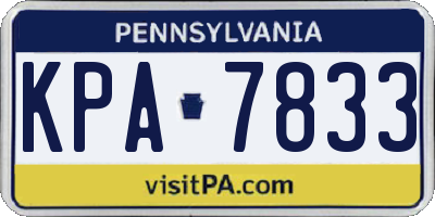 PA license plate KPA7833
