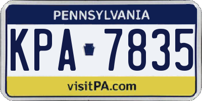 PA license plate KPA7835