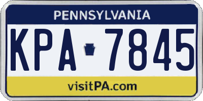 PA license plate KPA7845