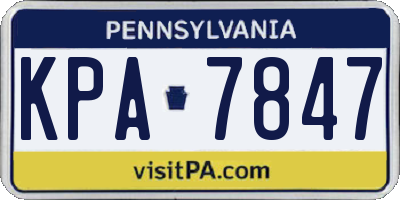 PA license plate KPA7847