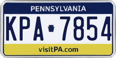 PA license plate KPA7854