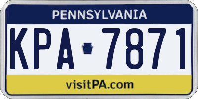 PA license plate KPA7871
