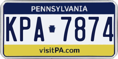 PA license plate KPA7874