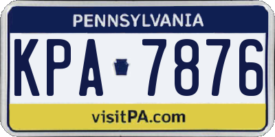 PA license plate KPA7876