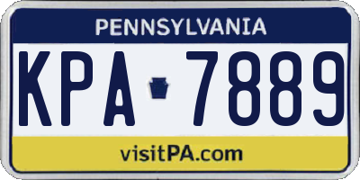 PA license plate KPA7889