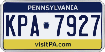 PA license plate KPA7927