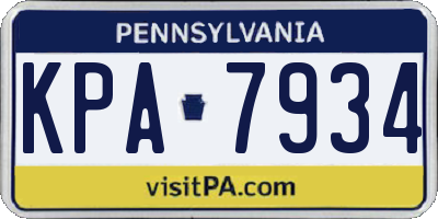 PA license plate KPA7934