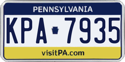 PA license plate KPA7935