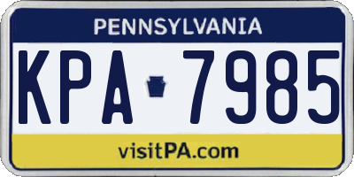 PA license plate KPA7985