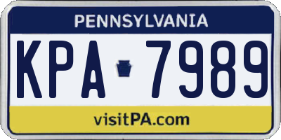 PA license plate KPA7989