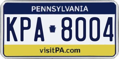 PA license plate KPA8004
